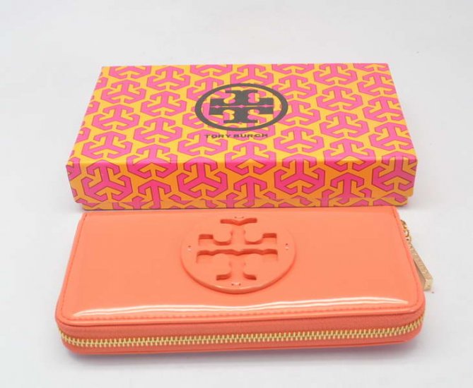 Tory Burch Patent Leather Zip Around Wallet All Pink